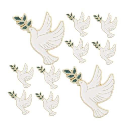 AKOOSY 10 Stück Vintage Friedensdove Brosche mit Olivenzweig Metall Vogel Anstecknadel Edle Tier Anstecker für Kleidung Rucksäcke für Friedensliebhaber von AKOOSY