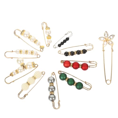 AKOOSY 11 Stück Teiliges Perlen broschen Sicherheitsnadeln Verstellbare Taillen brosche zum Fixieren von Hosenbund Dekorative Anstecknadeln für Pullover Schals Kleider Eleganter Schmuck von AKOOSY