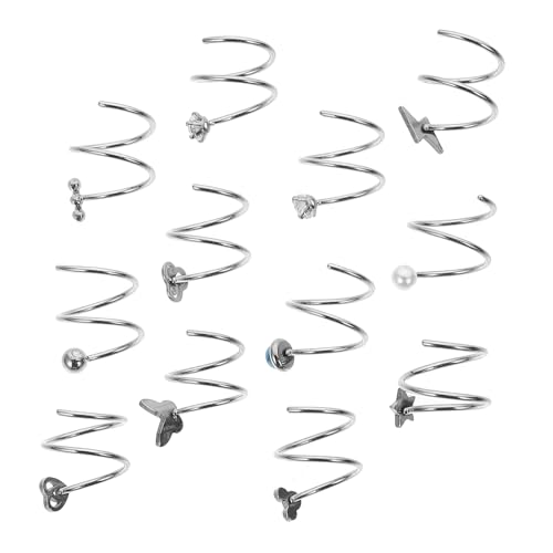 AKOOSY 12 Stück Teiliges Doppelspiral Nasenringe aus Edelstahl Hautfreundlich und Robust Modische Ohr und Nasenhoops für Einzelpiercing Dekorative Creolen für Damen und Herren Vielseitig von AKOOSY