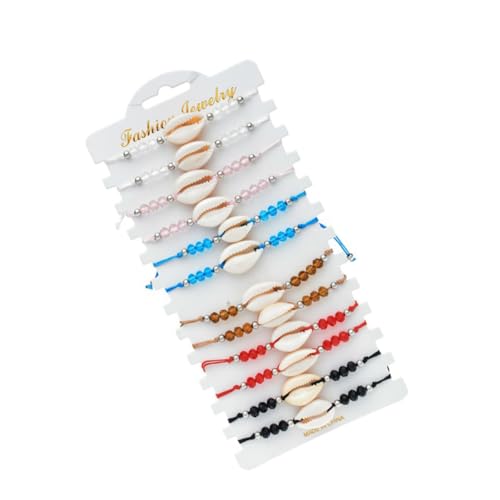 AKOOSY 12 Stück Teiliges Perlenarmband Mädchen Handgefertigte Bunte Kristallarmbänder mit Muschel design Leichtes und Langlebiges Modeschmuck geschenk für Freundinnen Alltag und Party von AKOOSY