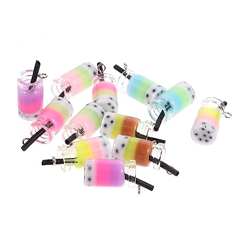 AKOOSY 12 Stück Teiliges Resin Bubble Tea Charms Farbige Milchtee Anhänger für DIY Schmuck Langlebige Perlenanhänger mit Detailreichem Design für Halsketten und Zufällige Zufällige Farbe von AKOOSY