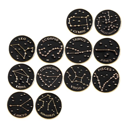 AKOOSY 12 Stück Teiliges Sternzeichen broschen set Emaille anstecknadeln aus Legierung Dekorative Pins für Damen Modische Abzeichen für Kleidung Rucksack und Hut Kreative Schmuckstücke von AKOOSY