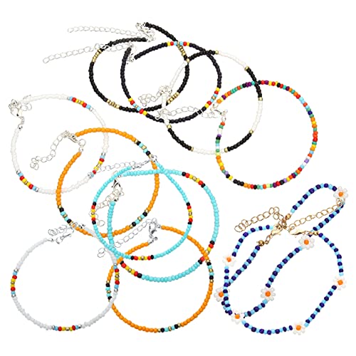AKOOSY 12Stücke Perlen Fußkettchen für Damen Teiliges Bohostil Knöchelkette Schmuck für Strandpartys Hochzeiten Tägliches Handgefertigte Langlebige Materialien von AKOOSY