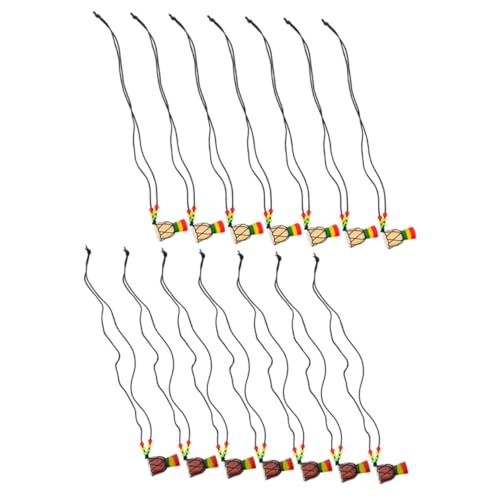 AKOOSY 14 Stück Teiliges Holz Halsketten mit Afrikanischem Handtrommel Anhänger Dekorative Ketten für Männer und Langlebig Einzigartiges Ethnisches Design Geeignet für Strand Tanzpartys von AKOOSY