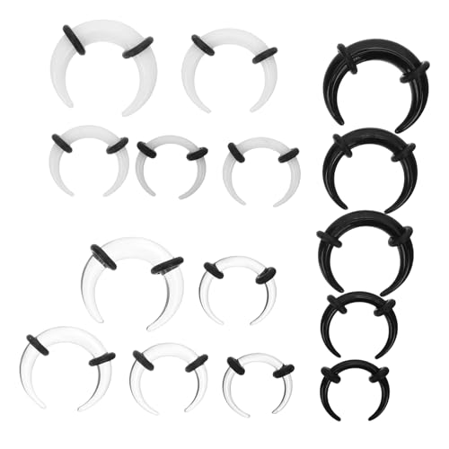 AKOOSY 15 Stück Teiliges Acryl Septum Pincher in Schwarz Weiß Transparent Ohr Nasenpiercing Ringe für Männer und Frauen Vielseitige Dehnungsringe für Ohrknorpel und Nasenloch Modisches von AKOOSY