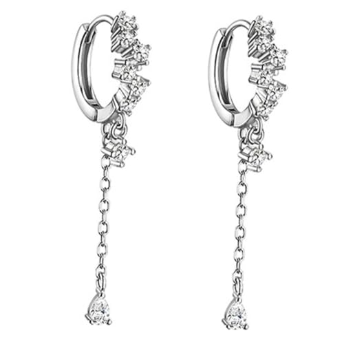 AKOOSY Silber Dangle Ohrringe Mit Zirkonia Lange Tropfen Quaste Ohrhänger Für Damen Elegant Und Modisch Hochwertige Ohrringe Für Besondere Anlässe von AKOOSY