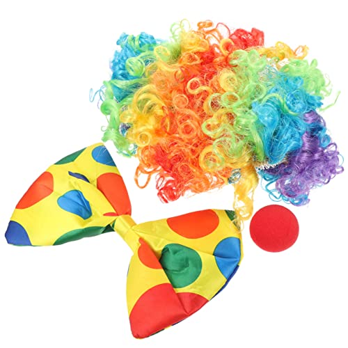 AKOOSY Clown Kostüm Satz mit Clown Perücke für Karneval und Halloween Wiederverwendbar für Erwachsene und Kinder von AKOOSY