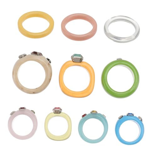 AKOOSY 1Satz Geometrischer Harzring Teiliges Buntem Schmuck für Damen Modischer Fingerring für Partys Langlebig Leicht Individuelles von AKOOSY