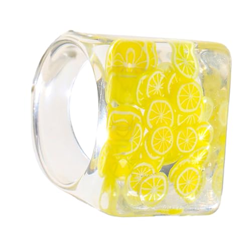 AKOOSY Stylischer Breiter Harzring in Lebhaften Farben Kreativer Transparenter Ring Modischer Schmuck Für Damen Zum Verschenken von AKOOSY