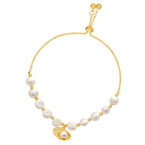 AKOOSY Perlenarmband Für Damen Handkette Aus Perlmutt Armreif Mit Feiner Politur Dauerhafter Glanz Verstellbare Kette Für Handgelenkschmuck von AKOOSY