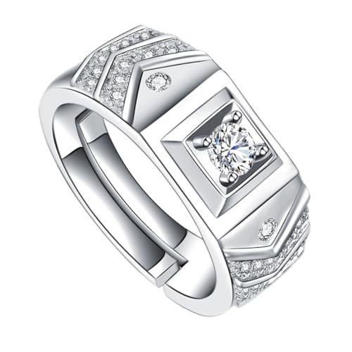 AKOOSY 1Stück Stylischer Herrenring Kupfer Verstellbarer Ehering für Männer Elegantes für Ehemann Freunde Freundschaftsringe Weiß von AKOOSY