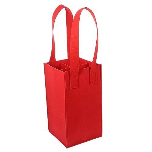 AKOOSY Filz Weinflaschentasche für 4 Flaschen Tragbare Weintasche für Reisen Geschenkverpackung Rot Langlebig für Partys und Weihnachten Filztasche für Weinflaschen von AKOOSY