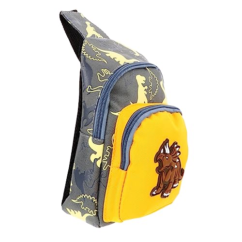 AKOOSY 1stück Cartoon Dinosaur Junge Mädchen Umhängetasche Graue Brusttasche Robuste Nylon Bauchtasche Für Snacks Schlüssel Und Mehr Süßes Design Für Jungen Und Mädchen von AKOOSY