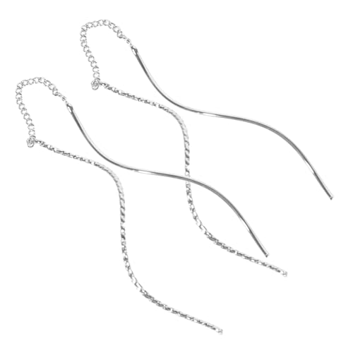 AKOOSY 2 Paare Damen Spirale Ohrstecker Wellenförmige Threader Ohrringe Elegant Langlebig Modisch Silberfarben Schmuck für Alltag und Fest von AKOOSY