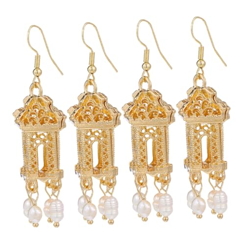 AKOOSY 2 Paare Einzigartige Ohrhänger Pavillon Design Quastenohrringe für Frauen Chinesischer Stil Modischer Schmuck zum Tragen bei Feiertagen und Besonderen Anlässen von AKOOSY