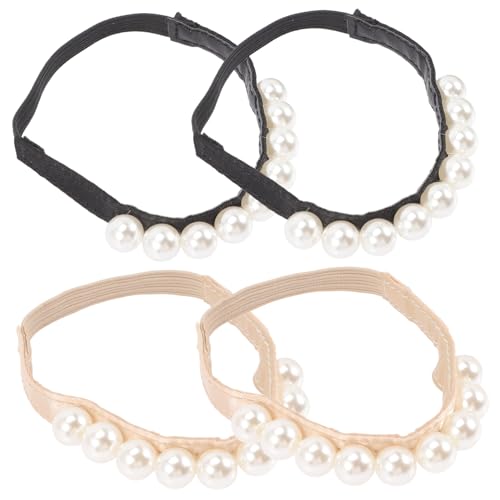 AKOOSY 2 Paare Elastische High Heel Schuhriemen mit Perlen Abnehmbare Schnürsenkel für Damen Rutschfeste Knöchelriemen Dekorative Absatzschoner Passend für Hohe Schuhe Riemen von AKOOSY