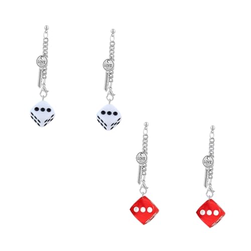 AKOOSY 2 Paare Lange Ohrhänger Würfelform Ohrringe Damen Ohrringe Weiß Rot Geometrisch Elegant Alltag Party Schmuck von AKOOSY