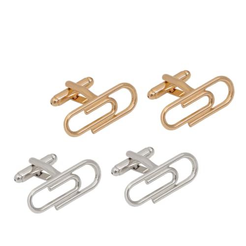 AKOOSY 2 Paare Luxuriöse Manschettenknöpfe Papierclip Design Cufflinks für Herren Hemd Business Hochzeit Stilvoll Langlebig Passend für Anzug und Festliche Anlässe von AKOOSY