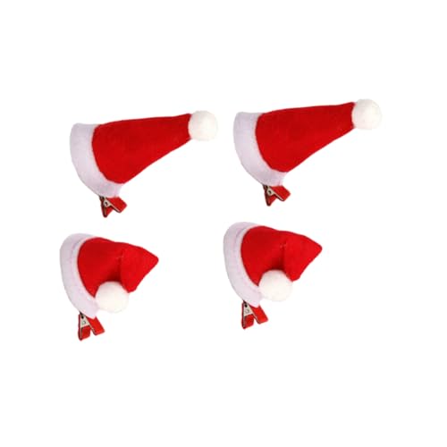AKOOSY 2 Paare Weihnachtsmütze Haarspangen Kreative Haarklammern für Erwachsene Bunte Weihnachtsdekoration Haarschmuck Passend für Haartypen von AKOOSY