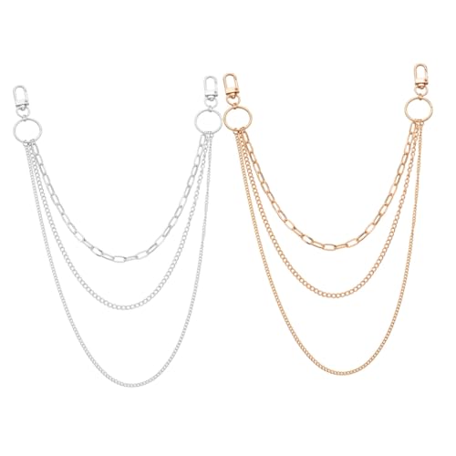 AKOOSY 2 Retro Mehrschichtige Metall Gürtelkette für Damen Modischer Kettengürtel mit Quasten Verstellbarer Bauchkette in Gold und Silber Eleganter Schmuck für Strandpartys und von AKOOSY