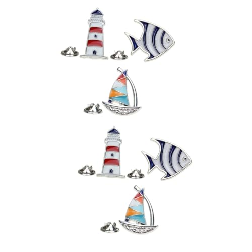 AKOOSY 2 Sätze Brosche Clip Ritauls Haarband Sailnator Talliengürtel Totebags Segelschiff Küsten Tropisch Ornament Ti Fisch Segelboot Brosche Brustnadel Brosche Broschennadel 3 Stück * 2 von AKOOSY