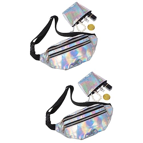AKOOSY 2 Sätze Einstellbare Damen Gürteltasche mit Coin Purse wasserdichte Umhängetasche für Outdoor Sport Jogging und Festivals Modisches Accessoire Schimmernden Farben von AKOOSY