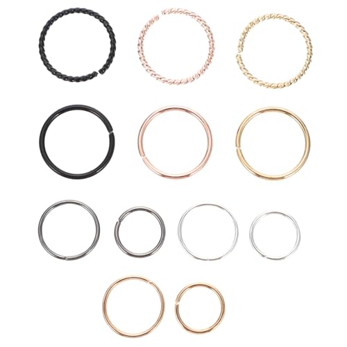 AKOOSY 2 Sätze Nasenringe Legiertem Rostbeständig Hautfreundlich Doppelte Ohr und Nasenpiercing Ringe Nasenschmuck Accessoires für Damen und Herren Teiliges Set von AKOOSY