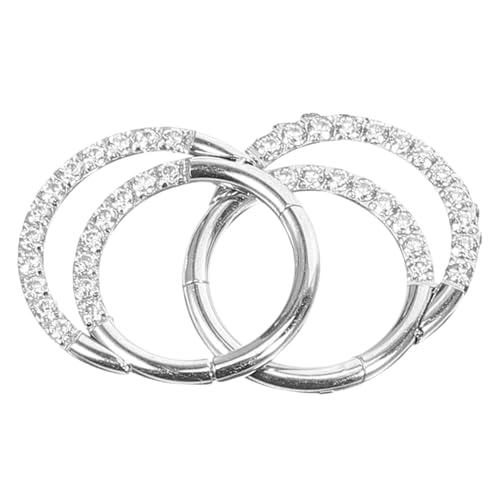 AKOOSY 2 Stck Edelstahl Nasenringe mit Zirkonia Geschlossene Nasenpiercing Hoops Modischer Schmuck für Damen und Herren Komfortabel Vielseitig für Alltag und Party Geeignet von AKOOSY