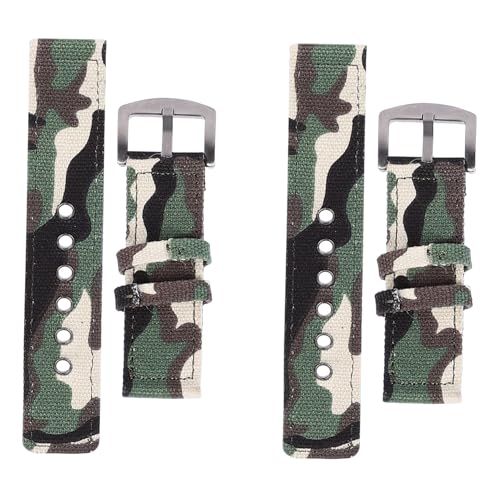 AKOOSY 2 Stück Camouflage Canvas Uhrenarmband Teiliges Nylon Armband Hautfreundlich Verstellbar Robustes Watch Zubehör für Herren und Damen Bequemes Ersatzband für Smartwatch und Handuhr von AKOOSY