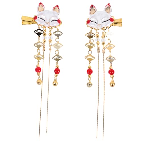 AKOOSY 2 Stück Chinesische Haarklammern Vintage-fuchs-design Filigrane Quasten Legierte Haarschmuck-clips für Damen Handgefertigt Glanzvoll Farblich Variierende Anhänger von AKOOSY