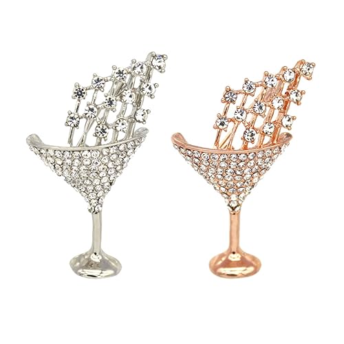 AKOOSY 2stücke Cocktailglasförmige Brosche Kreativer Anstecker Partyzubehör Kleines Geschenk Für Festivalbankett Schickes Design Für Pullover Kleider Mützen Und Schals von AKOOSY