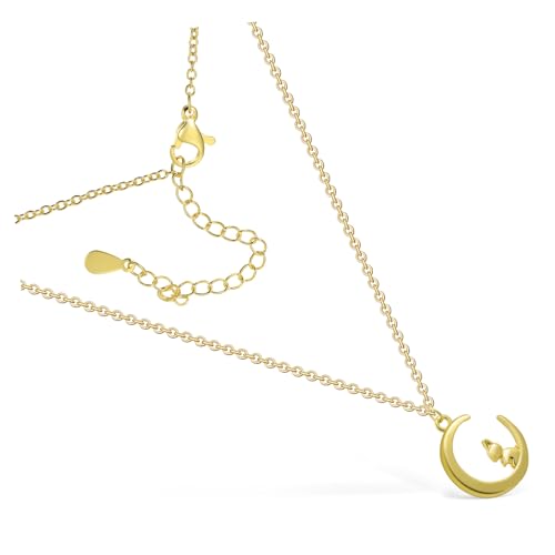 AKOOSY 2 Stück Damen Anhänger Halskette mit Mond und Kaninchen Modeschmuck Freundschaftskette für Mädchen Langlebig Farbecht Vielseitig Tragbar zu Alltag und Besonderen Anlässen von AKOOSY