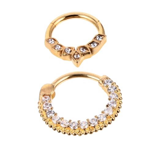 AKOOSY 2 Stück Edelstahl Nasenringe mit Funkelnden Zirkonia Nasenstecker Damen Herren Modische Nasenpiercing Schmuck Accessoires in Goldfarben für Alltag und Party von AKOOSY