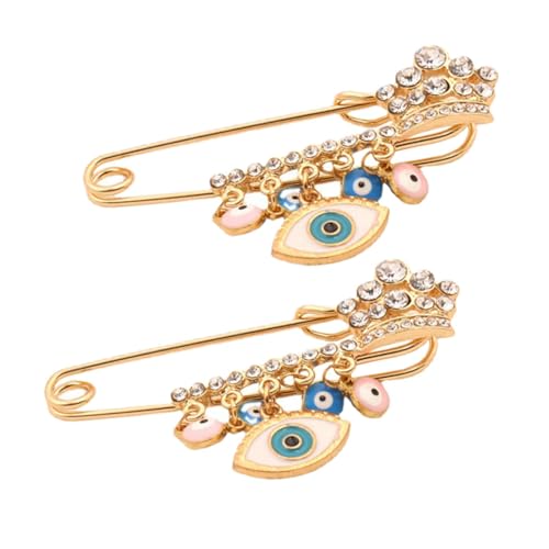 AKOOSY 2 Stück Evil Eye Brosche Teilig mit Anhänger und Kette Damen Anstecknadel Türkisch Inspirierte Schmuckbrosche Elegant Leicht an Kleidung und Schal zu Befestigen von AKOOSY