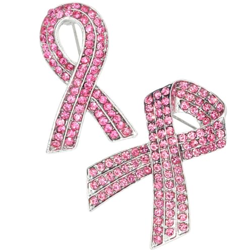 AKOOSY 2 Stück Frauen Brosche für Brustbewusstsein Rosa Ribbon Pin für Charity Events Zartes Design für Kleidung Taschen und Schals Unterstützung für Brustkrebsbewusstsein von AKOOSY