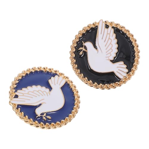 AKOOSY 2 Stück Friedenstaube Brosche Anstecknadel für Damen Klassische Kleidung Abzeichen Schmuck mit Schwarzer und Blauer Emaille Perfektes für Freunde und Familie von AKOOSY