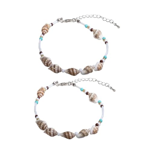 AKOOSY 2 Stück Fußkettchen Damen Boho Ankle Chain mit Perlen Verstellbar Strand Schmuck für Frauen und Mädchen von AKOOSY
