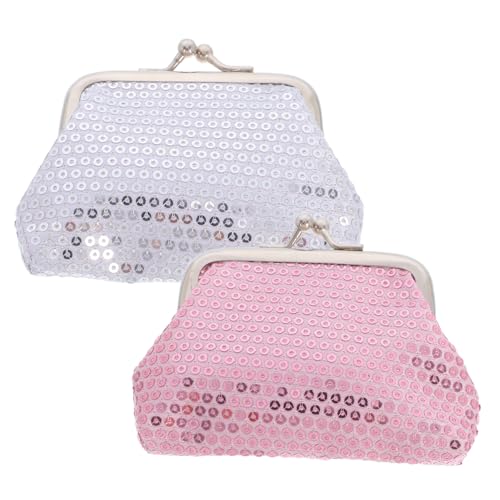 AKOOSY 2 Stück Geldbörse Mini Portemonnaie mit Pailletten Glitzer Optik Einfach zu Öffnender Kiss-Lock Verschluss für Kleinkinder und Mädchen Vielseitig für Münzen und Kleine Accessoires von AKOOSY