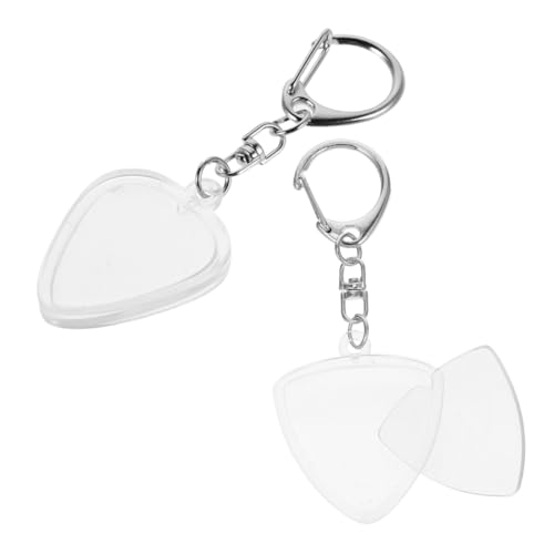 AKOOSY 2 Stück Gitarrenplektrenhalter Transparent Kompakter Plectrum Organizer mit Schlüsselanhänger Stilvoller Aufbewahrungs Display-case Nahtloser Zugriff für Musiker Unterwegs von AKOOSY