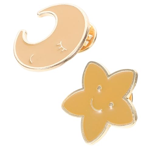 AKOOSY 2 Stück Japanische Broschen Mond und Stern Niedliche Anstecknadeln aus Langlebiger Zinklegierung Metallpins für Jacken Hüte Rucksäcke Sicherer Halt Vielseitig Kombinierbar von AKOOSY
