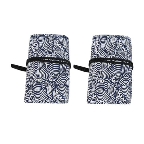 AKOOSY 2 Stück Leinwand Rollmäppchen mit Fächern Großes Federmäppchen für Buntstifte Tragbare Stifterolle mit Muster Robustes Stiftemäppchen für Künstler Schüler und Reisende von AKOOSY