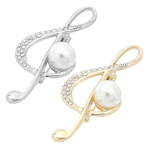 AKOOSY 2 Stück Musikalische Noten Broschen für Frauen Modeaccessoires mit Perlenverzierung Anstecken an Kleidung Taschen oder Hüte Kreative Schmuckstücke für Besondere Anlässe von AKOOSY