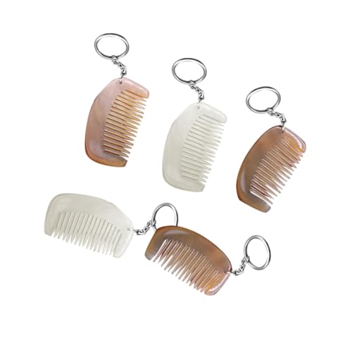 AKOOSY 2 Stück Natürlicher Hornkamm Schlüsselanhänger Kreativer Mini Kamm Anhänger Robustes Echthorn Handliches Design für Tasche Auto und Handydeko Zufällige Farben Zufällige Farbe von AKOOSY