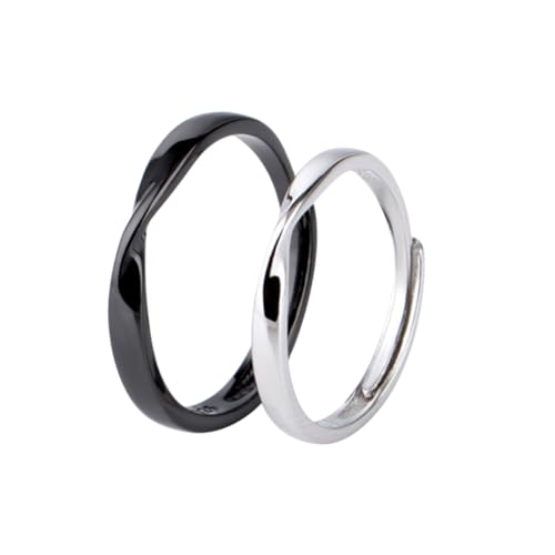 AKOOSY 2 Stück Paarringe Verstellbar Offener Mobiusring Damen Herren Verlobungsring Weißgold Romantisches von AKOOSY