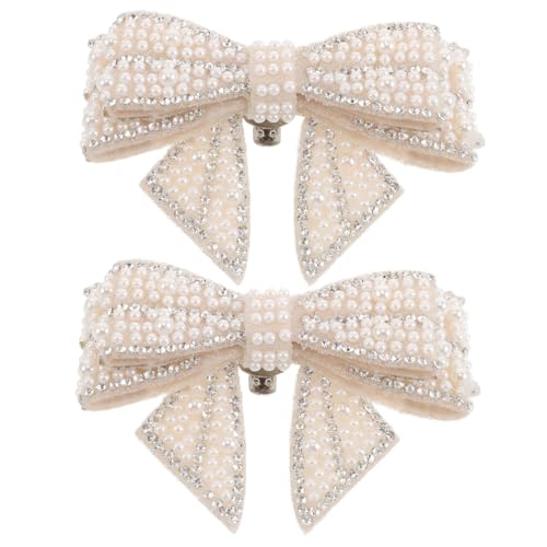 AKOOSY 2 Stück Perlen Strass schuhclips Funkelnde DIY Schuhverzierung Abnehmbare Glitzer schleifen für Brautschuhe und High Heels Elegante Charms für Hochzeit und Party von AKOOSY