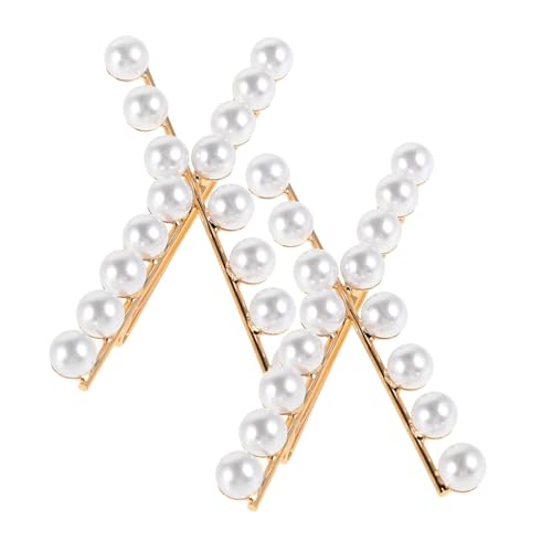AKOOSY 2 Stück Perlen haarspangen Leichte Metall haarnadeln für Damen Vielseitig Einsetzbar zum Fixieren von Fransen und Styling bei Hochzeit Party Alltag Kompakt und Robust Modisches von AKOOSY