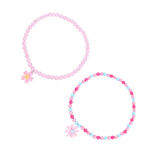 AKOOSY 2stücke Acryl Perlen Halskette Blumen Anhänger Für Junge Mädchen Süße Halsketten Mit Elegantem Perlendesign Und Angenehmer Farbe Für Alltag Und Partys von AKOOSY
