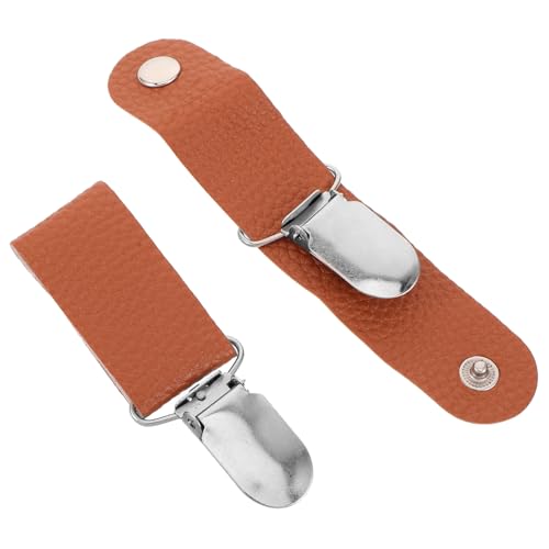 AKOOSY 2 Stück Reise Hutclip aus PU Leder und Zinklegierung Kompakt Leicht Langlebig Winddicht Praktischer Huthalter für Koffer Rucksack Modisches Accessoire für Unterwegs Braun von AKOOSY