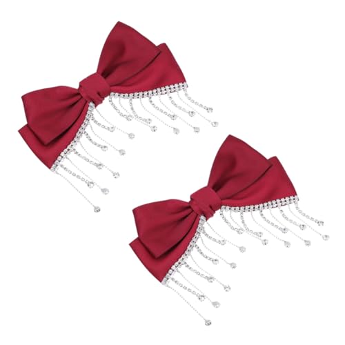 AKOOSY 2 Stück Roter Haarschmuck mit Schleifen Design Eleganter Haarklammer mit Strassstein Teiliges Modisches Haarschmuck Accessoire für Damen Geeignet für Alltag und Festliche Anlässe von AKOOSY