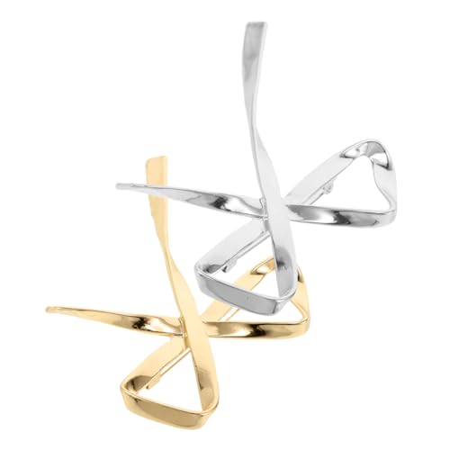 AKOOSY 2 Stück Schleifenbroschen Gold und Silber Modische Anstecknadeln für Damen Vielseitige Reverspins für Anzüge Kleider und Schals Stilvolle Broschen Kleidung Accessoire von AKOOSY